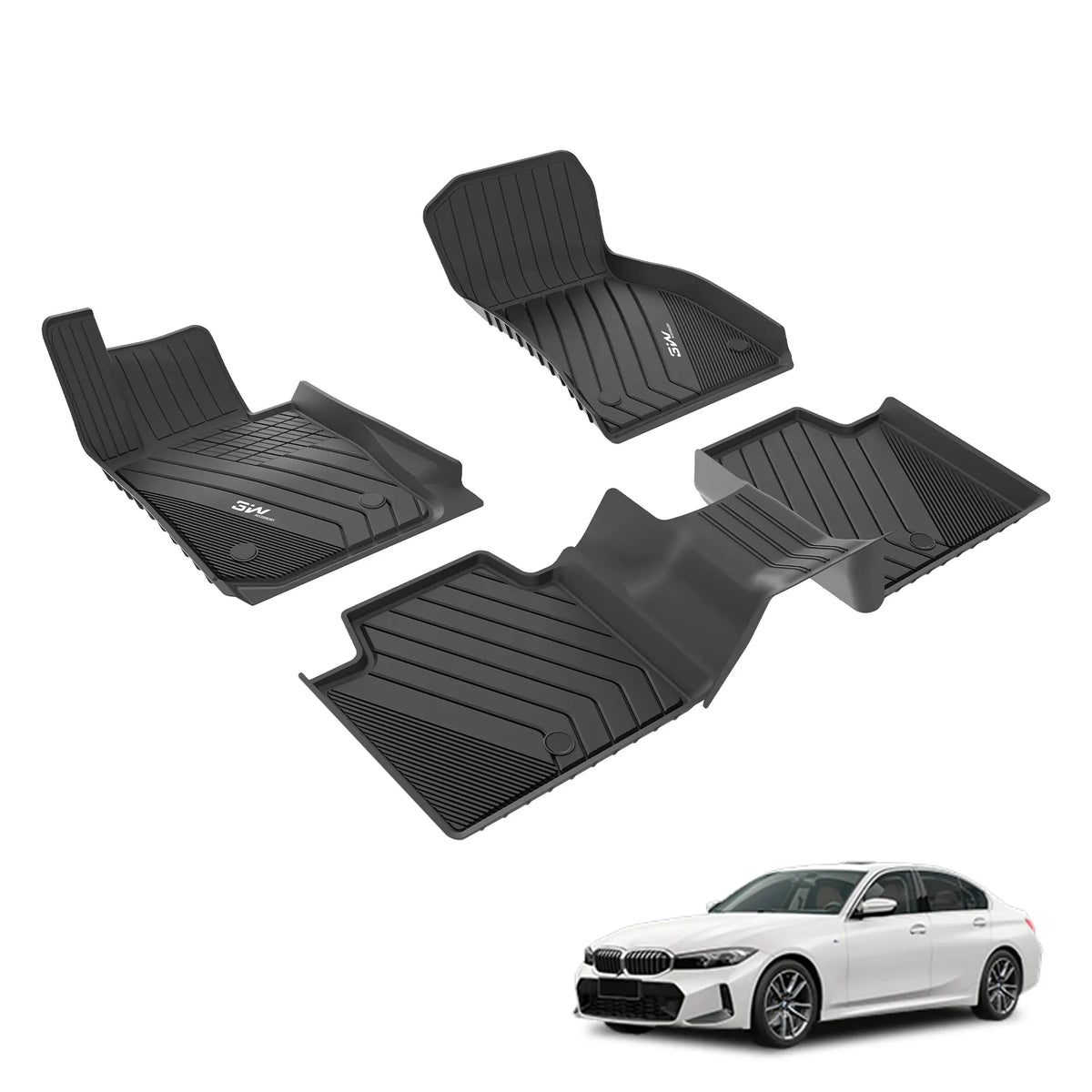 3W All Weather TPE Car Mats For BMW 3 Series S G20 2019-2025 (Left Hand Drive)
