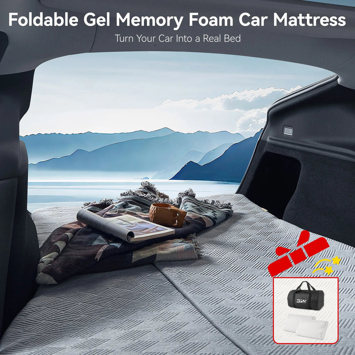 Foldable Gel Memory Foam Mattress For Tesla Model Y Juniper 2025-2026