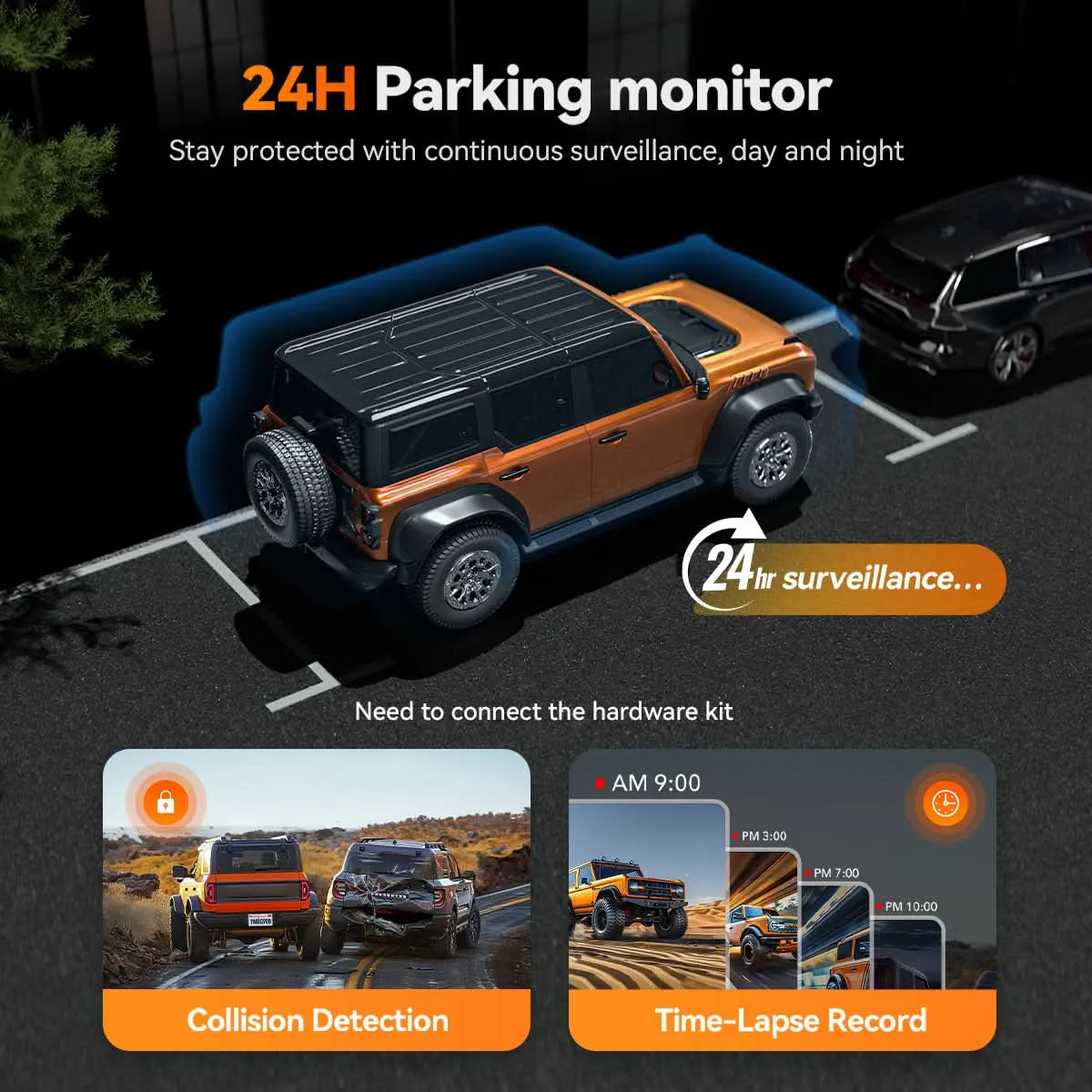 WOLFBOX G900TriPro Cabin Monitor Mirror Dash Cam