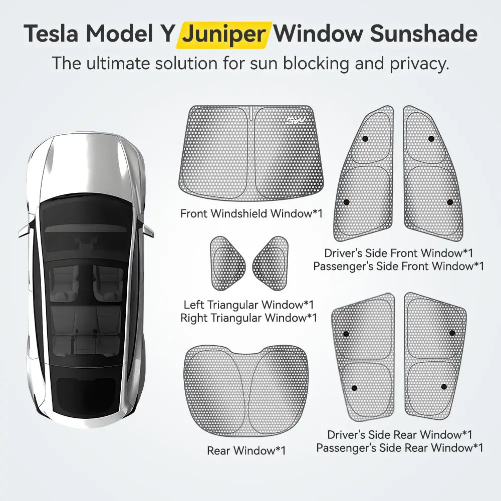 Window Sunshade for Tesla Model Y Juniper/Premium/Performance Full Set 2025-2026