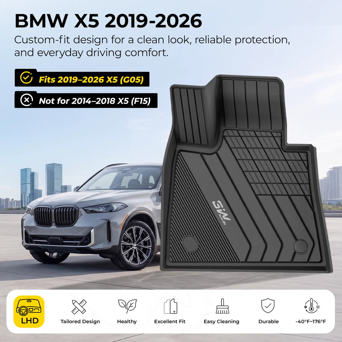 3W All Weather Car Mats For BMW X5 G05 2019-2026 (Left Hand Drive)