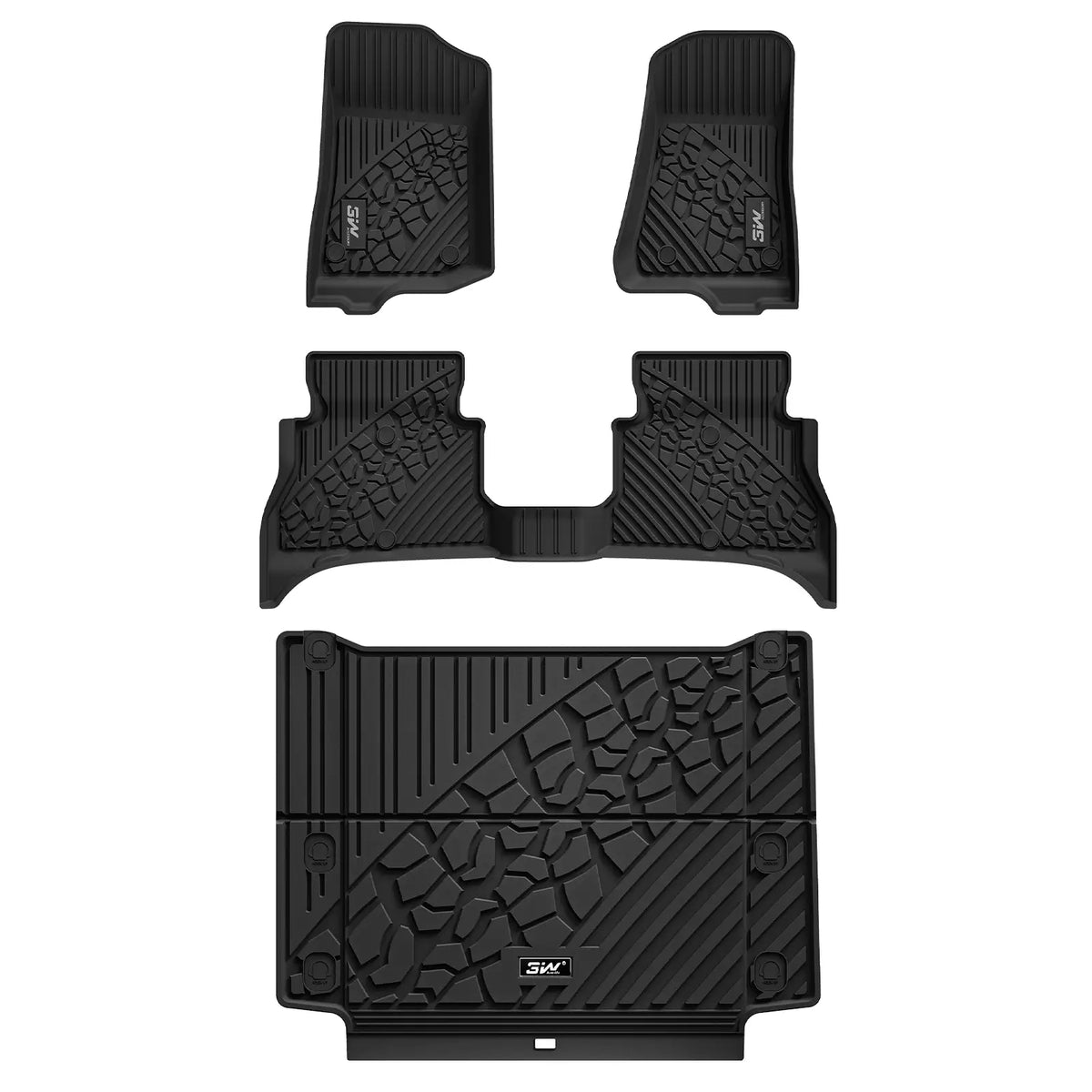 3W All Weather Car Mats for Jeep Wrangler 4xe 2021-2026 (Left Hand Drive)
