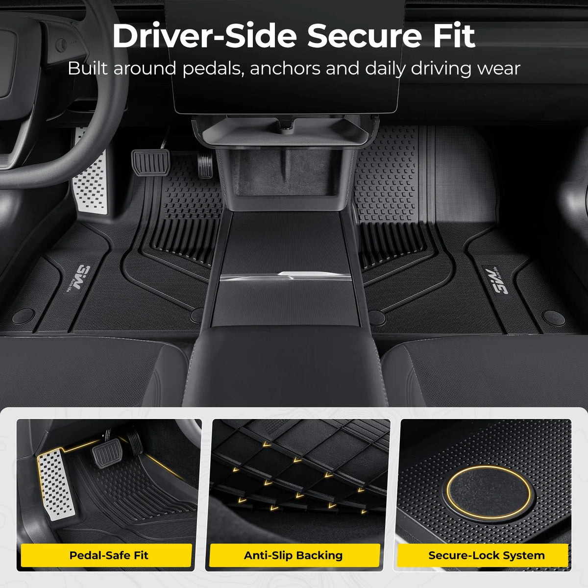 3W All Weather Auto Mats For Tesla Model 3 Highland 2024-2026 (Left Hand Drive)