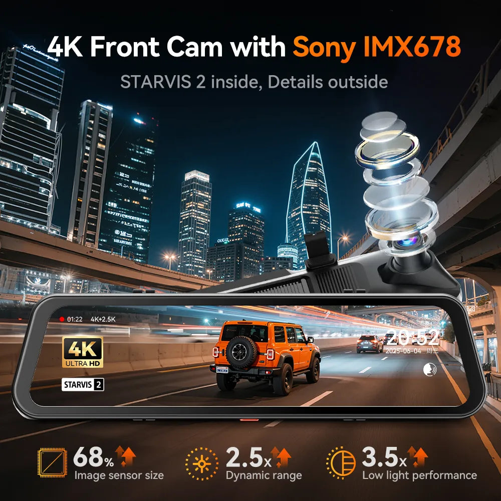 WOLFBOX G900Pro Touch Screen Rear View Mirror Dash Cam