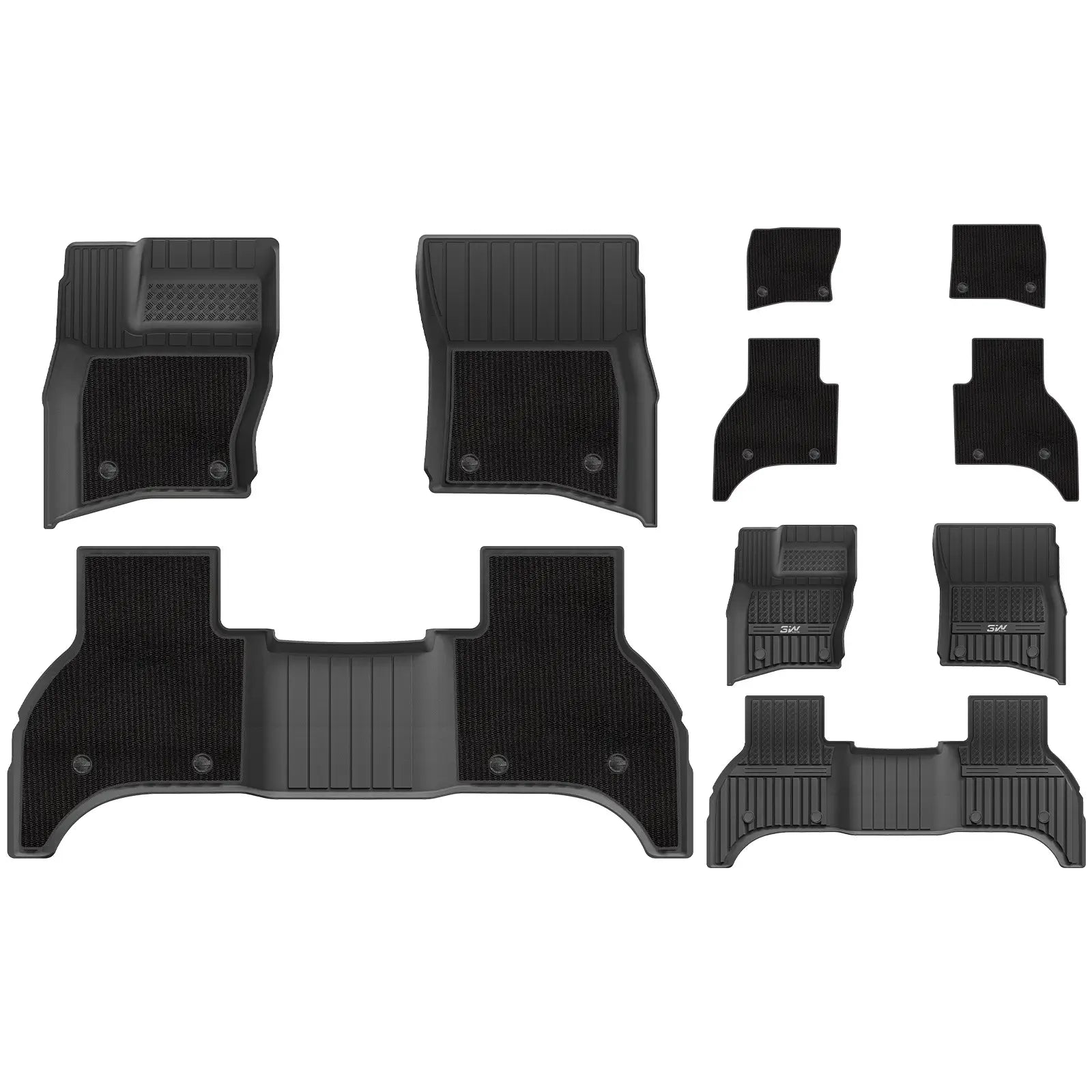 3W All Weather Car Mats For Land Rover Defender 110 5 Seats L663 2020-2026 (Left Hand Drive)