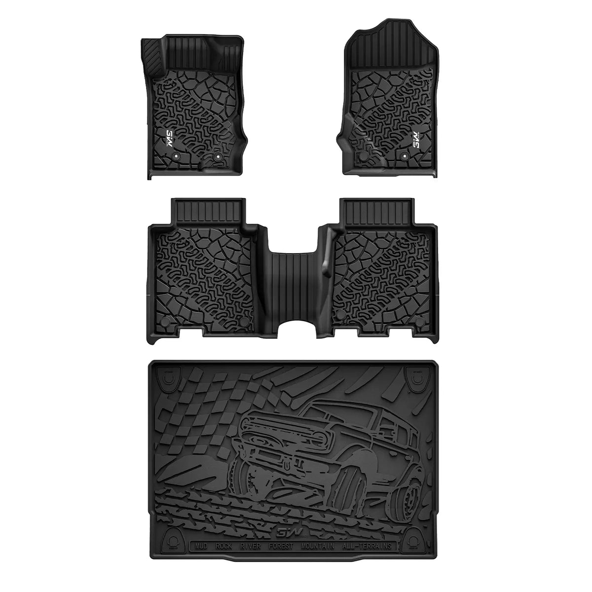 3W All Weather Car Mats for Ford Bronco 4-Door 2021-2026 (Left Hand Drive)