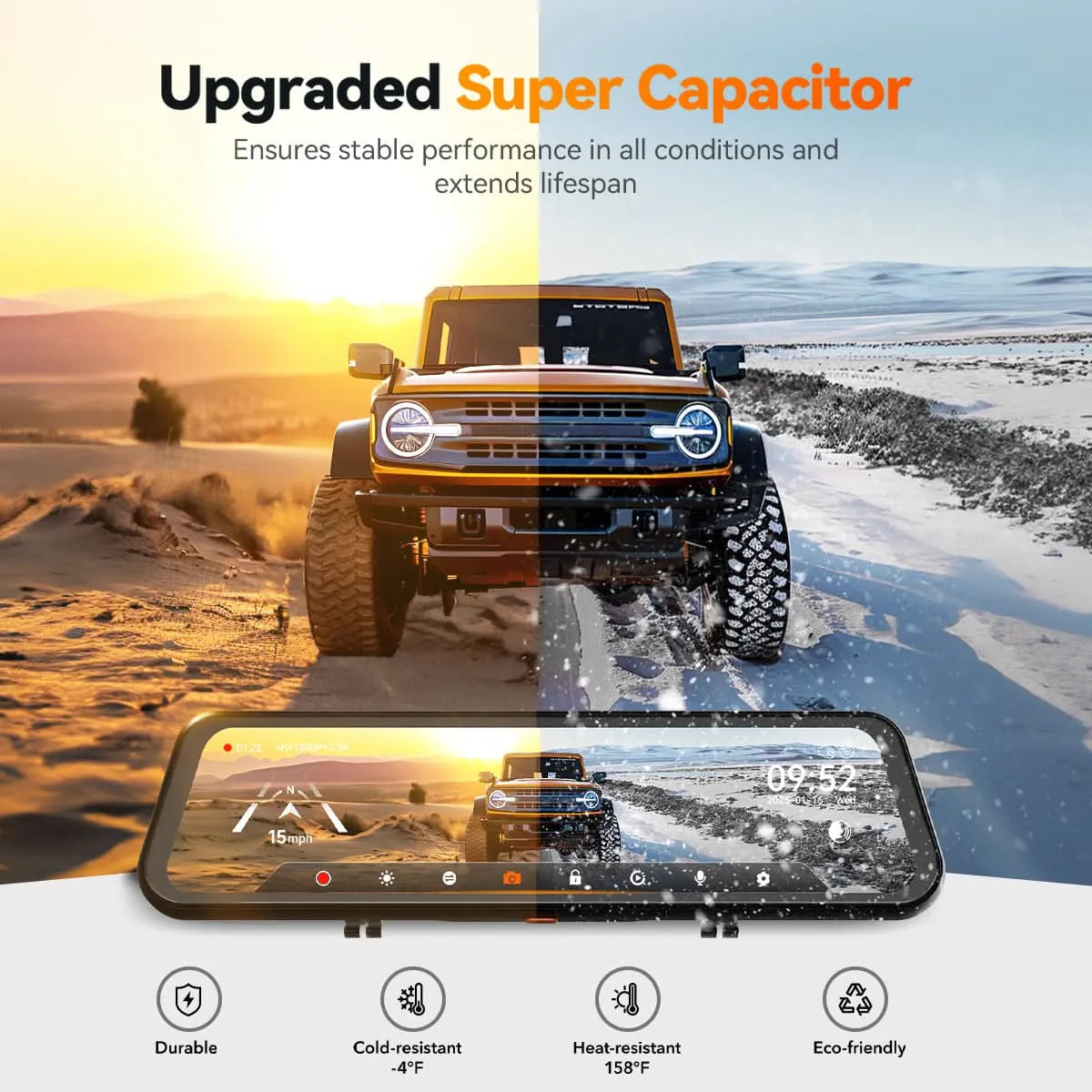 WOLFBOX G900TriPro Cabin Monitor Mirror Dash Cam