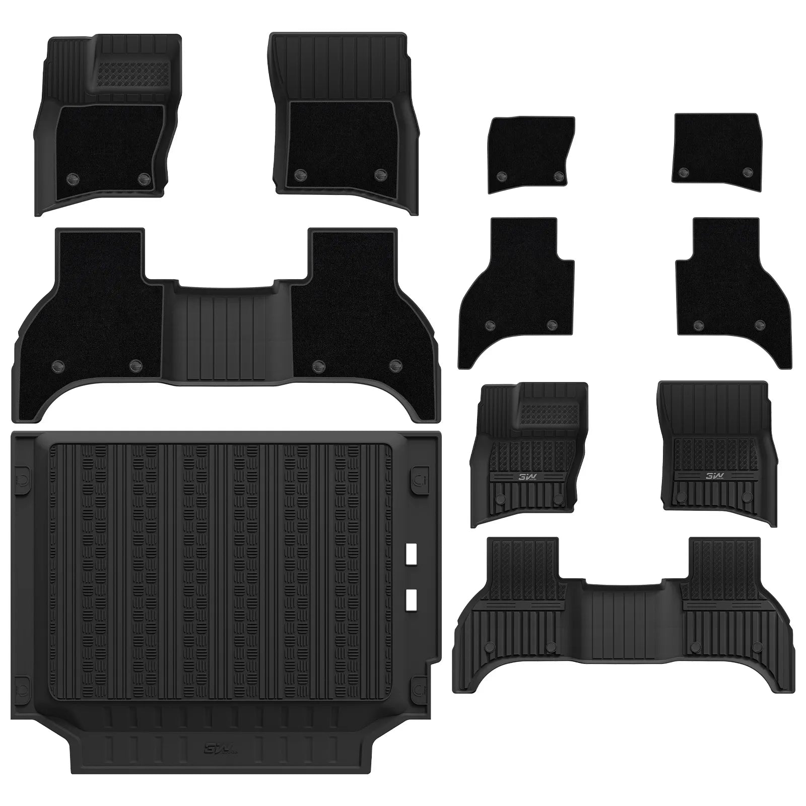 3W All Weather Car Mats For Land Rover Defender 110 5 Seats L663 2020-2026 (Left Hand Drive)