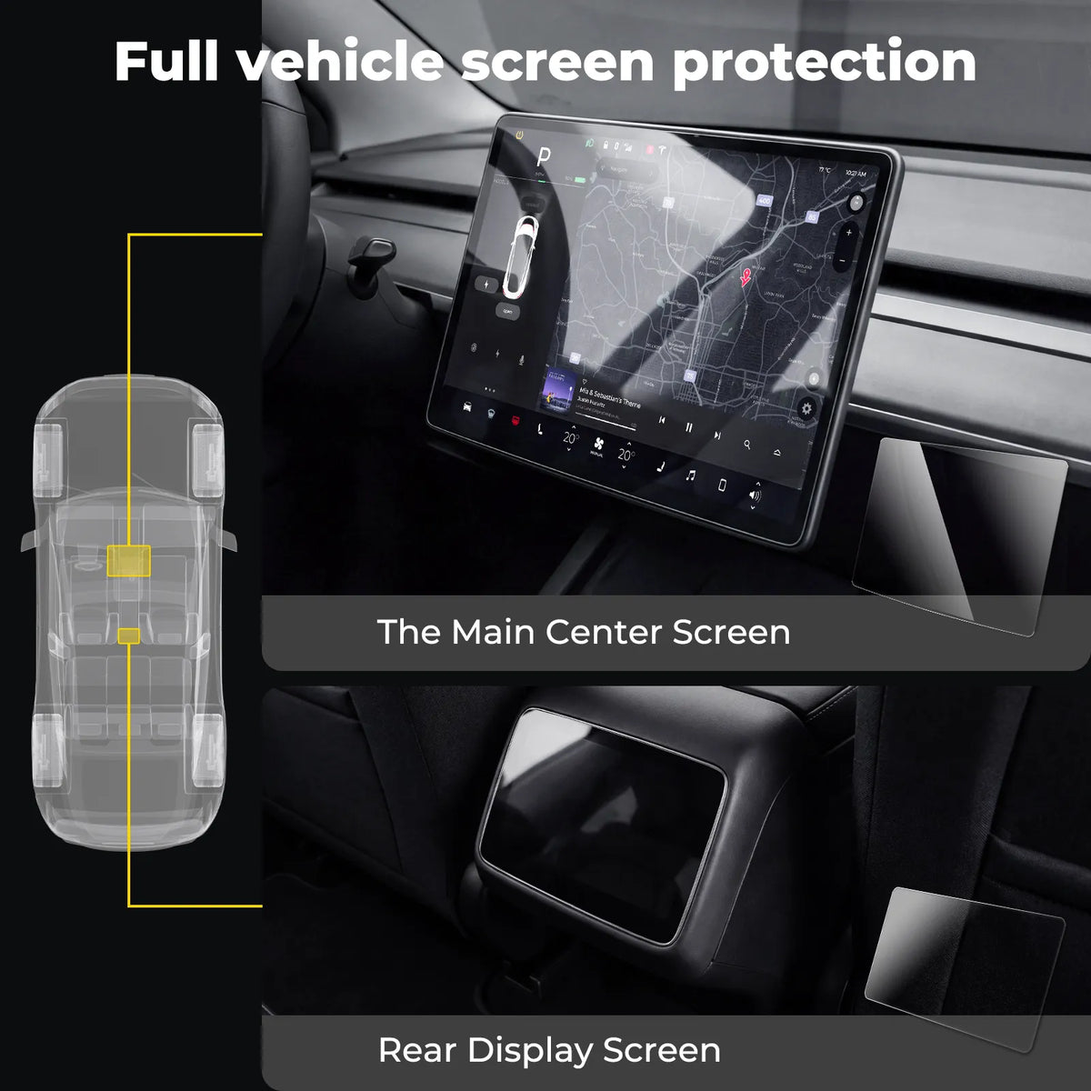 Tempered Glass Screen Protector for Tesla Model Y Juniper and Model 3 Highland (2pcs) 2025-2026