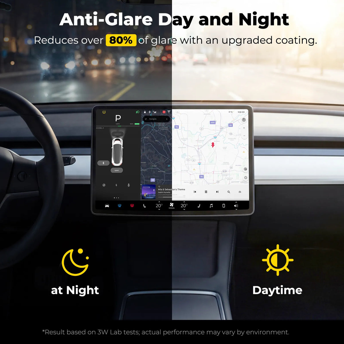 Tempered Glass Screen Protector for Tesla Model Y Juniper and Model 3 Highland (2pcs) 2025-2026