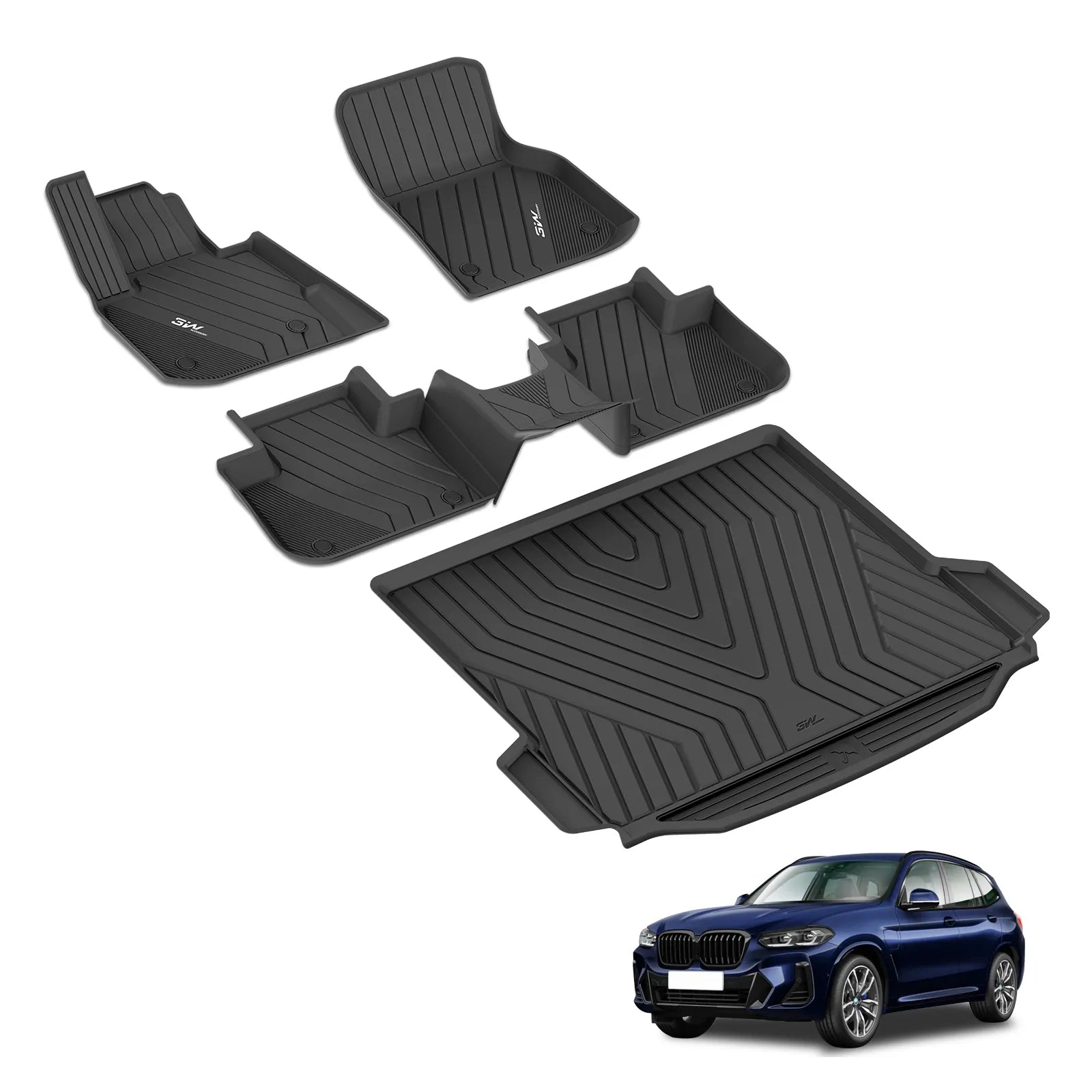3W All Weather Car Mats For BMW X3 G01 2018-2024/ iX3 G08 2021-2024 LHD