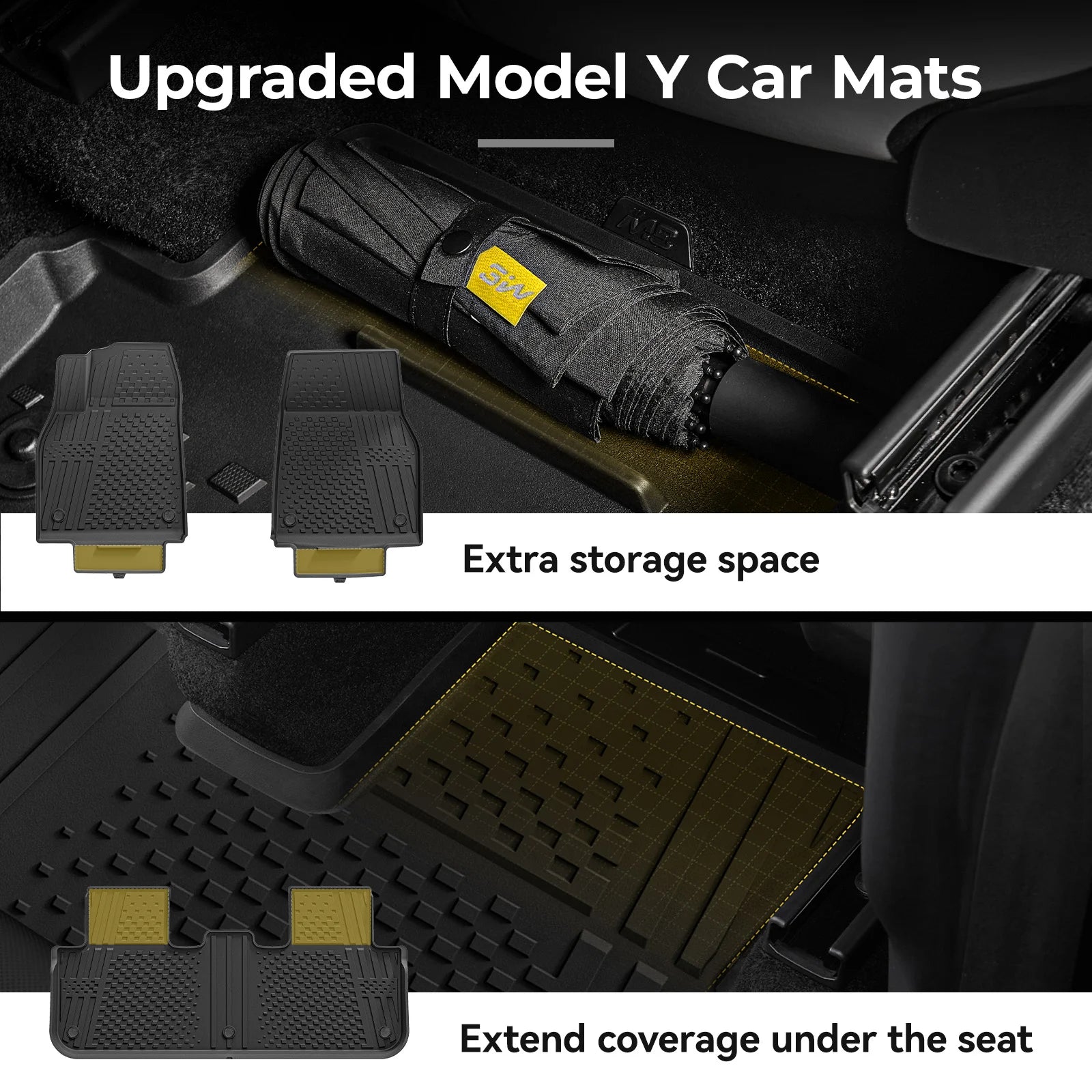 3W All Weather Car Mats For Tesla Model Y Juniper 2025-2026 LHD【Basic Version】