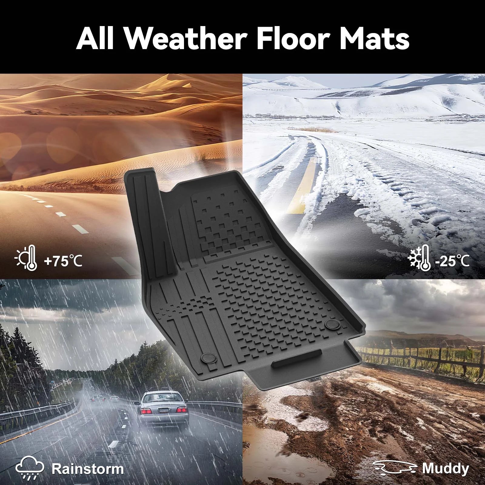 3W All Weather Car Mats For Tesla Model Y Juniper 2025-2026 LHD【Basic Version】