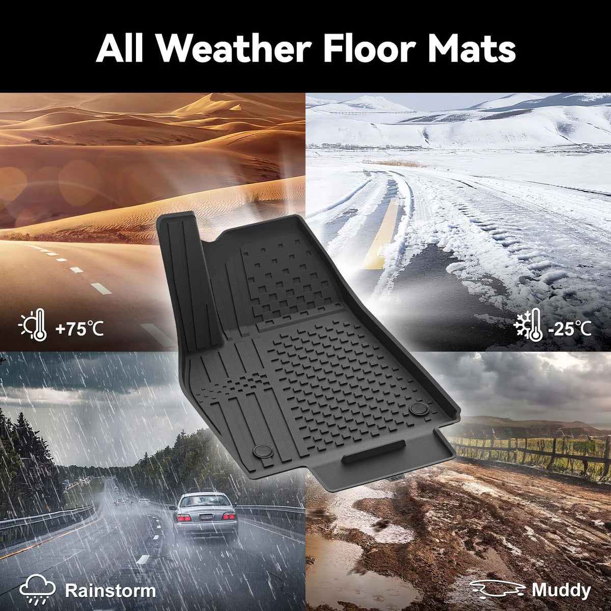 3W All Weather Car Mats For Tesla Model Y Juniper 2025-2026 (Left Hand Drive)【Basic Version】