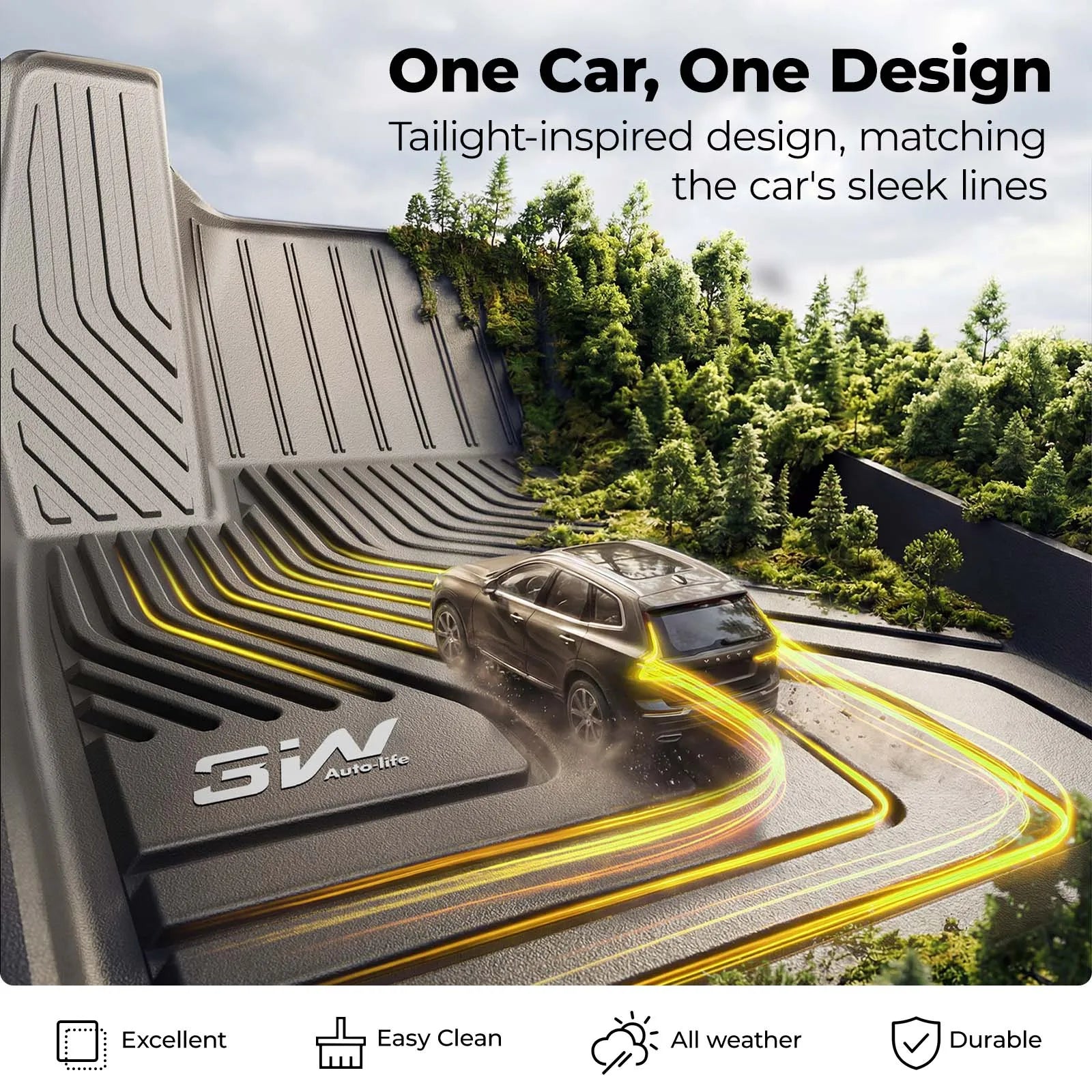 3W All Weather Car Mats For Volvo XC60 2018-2026 LHD