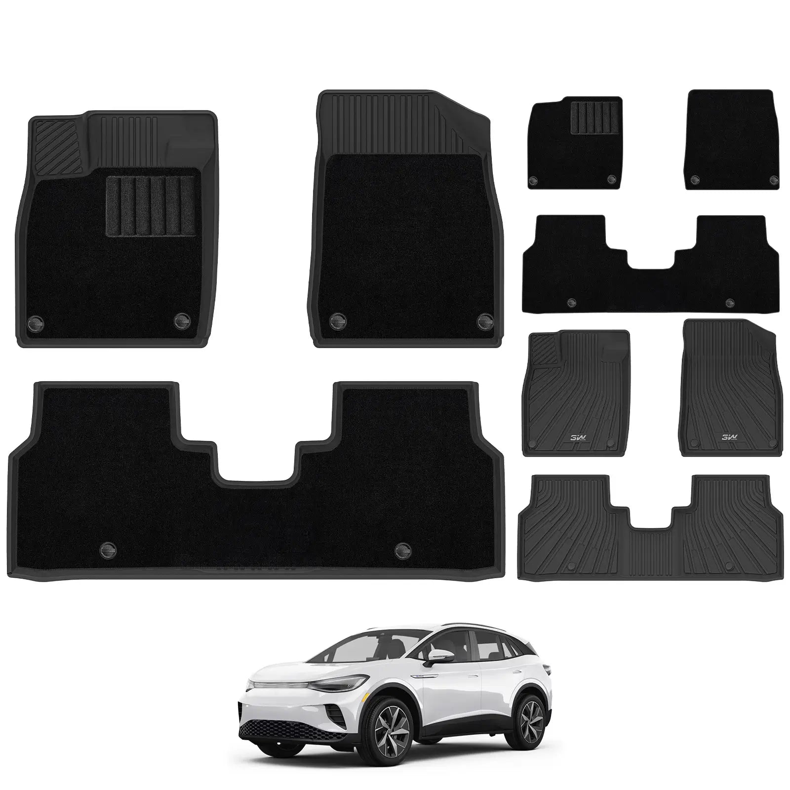 3W All Weather Car Mats For Volkswagen ID.4 2021-2026 LHD