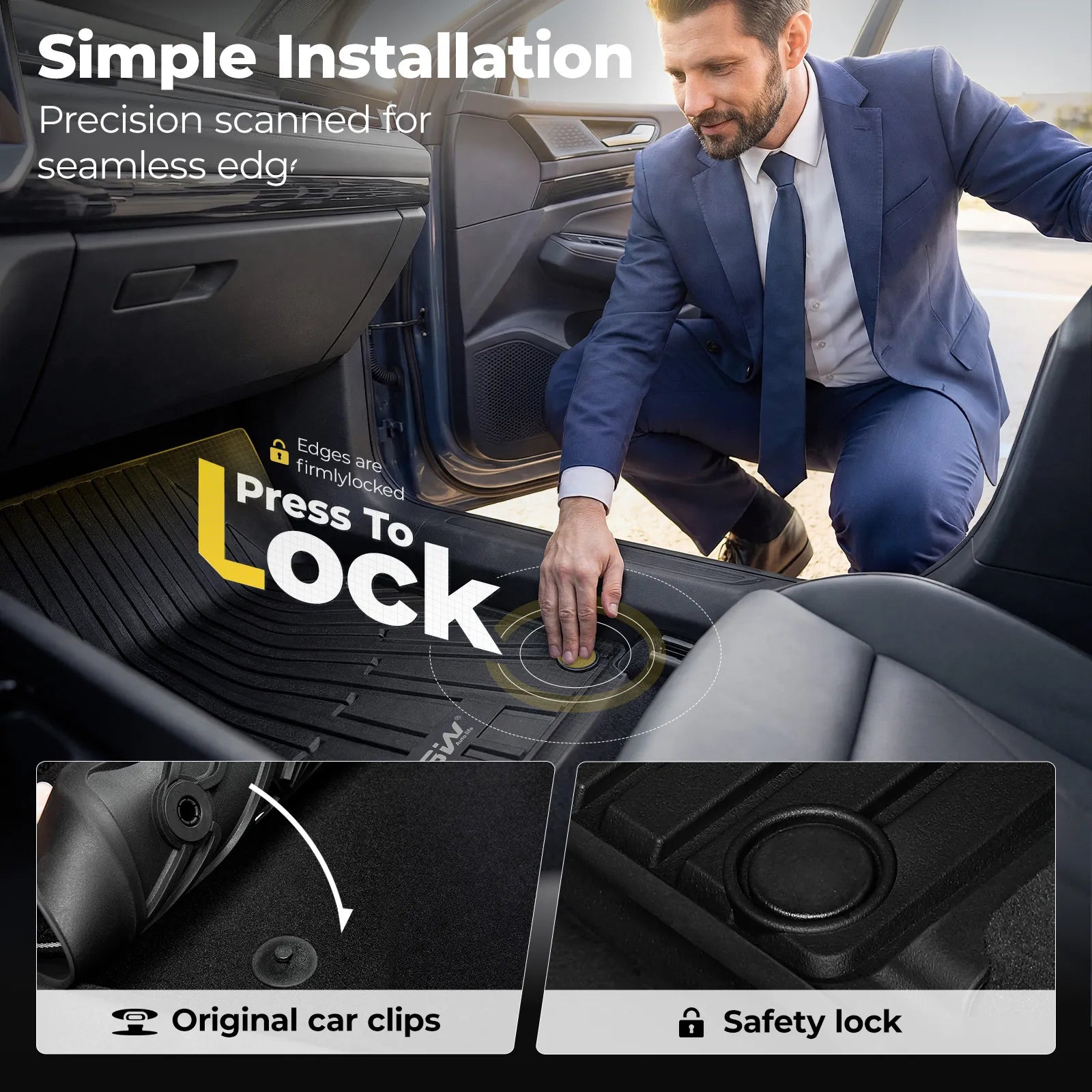 3W All Weather Car Mats for Volkswagen ID.7 2024-2026 (Left Hand Drive)