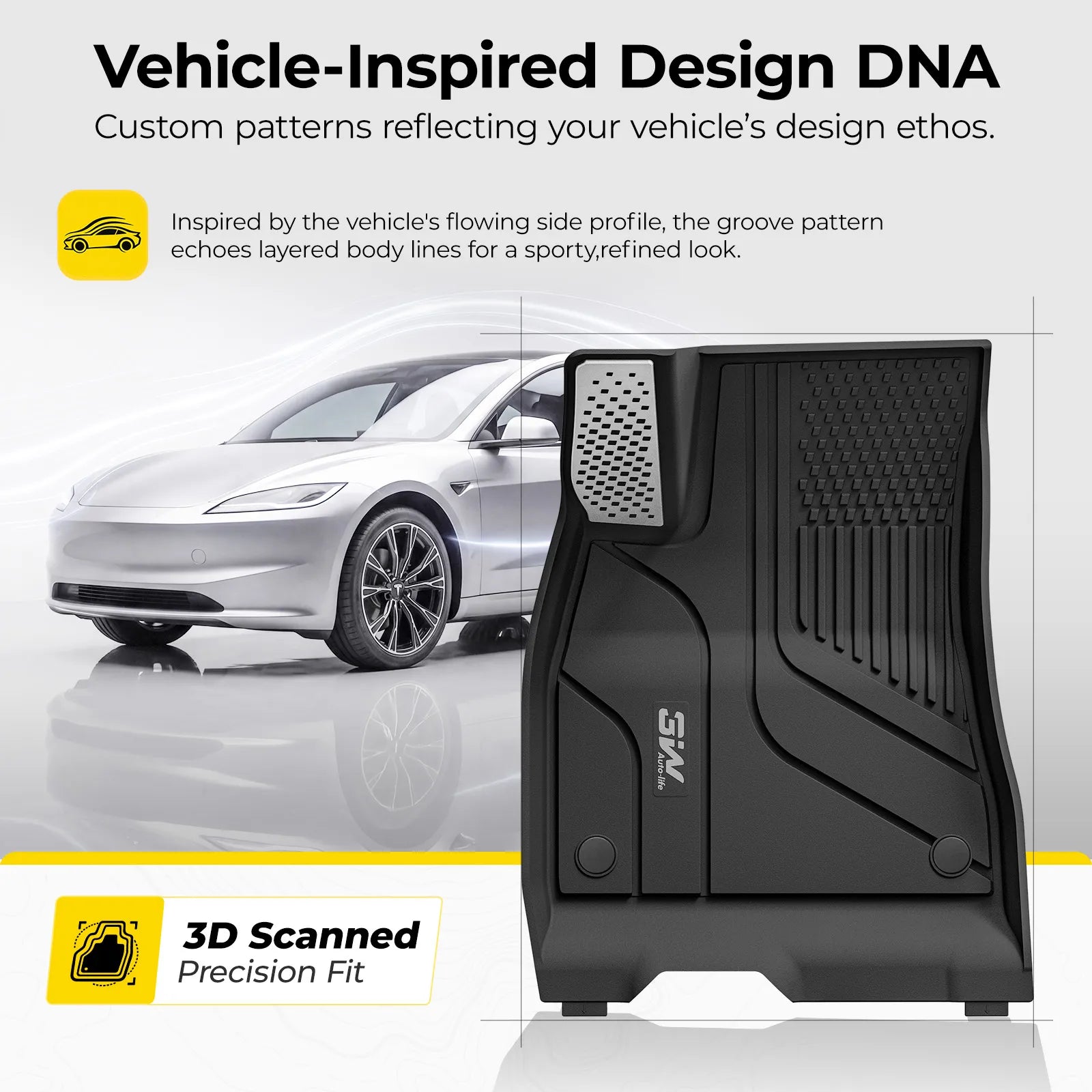 3W All Weather Auto Mats For Tesla Model 3 Highland 2024-2026 (Left Hand Drive)