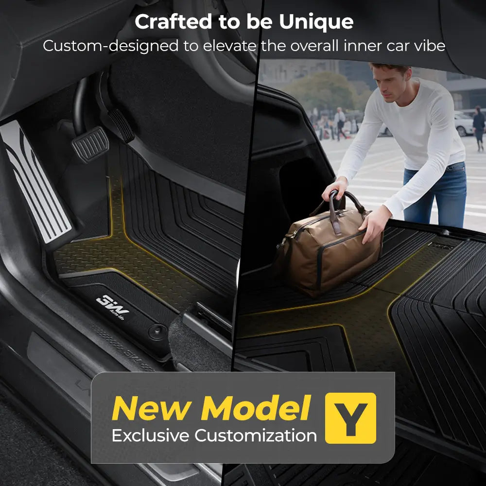 3W Double Layer Car Floor Mats For Tesla Model Y Juniper/Premium/Performance With Carpets 2025-2026