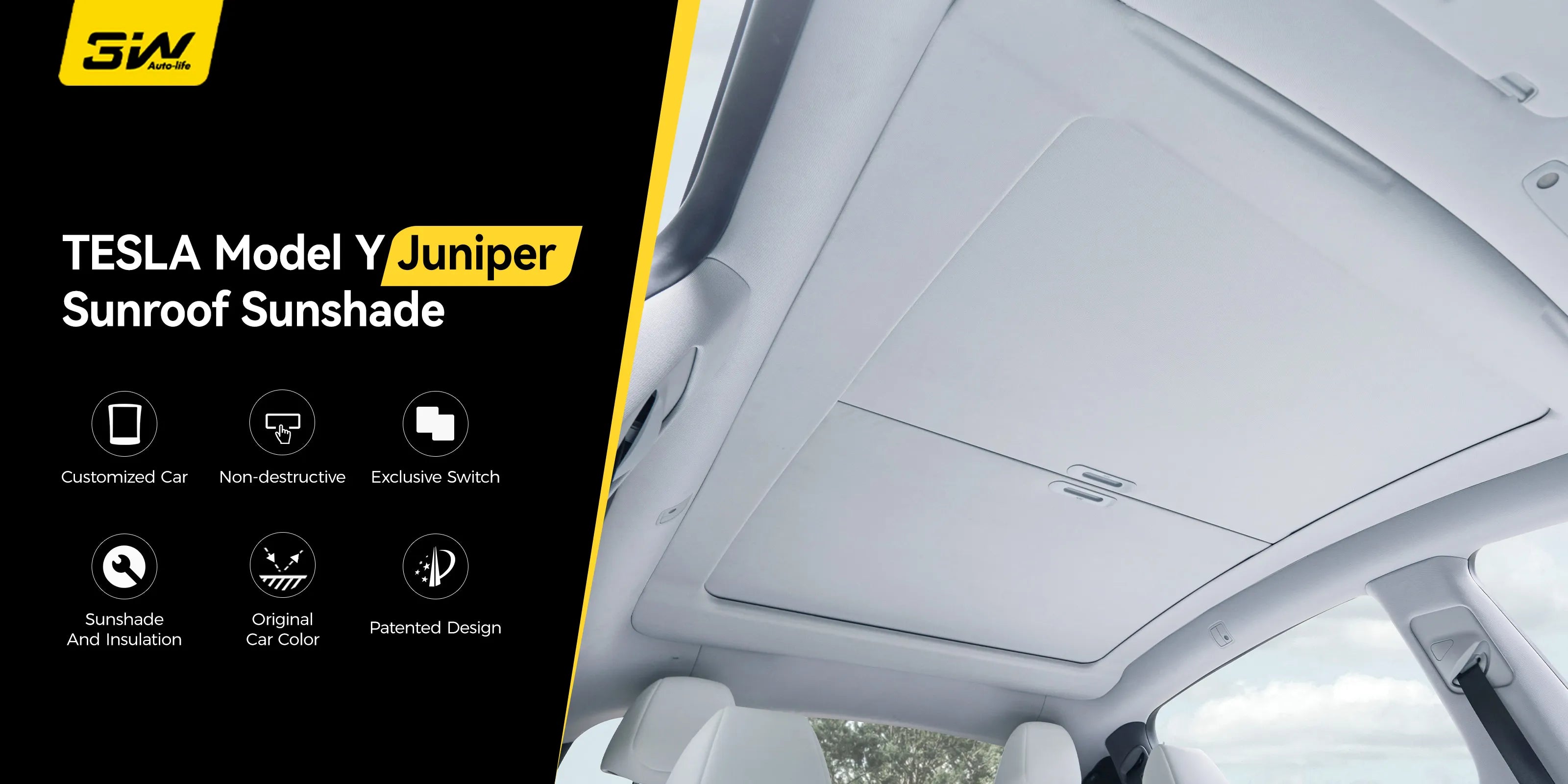 Premium Sunroof Sunshade for Tesla Model Y Juniper/Premium/Performance 2025-2026 3Wliners EU