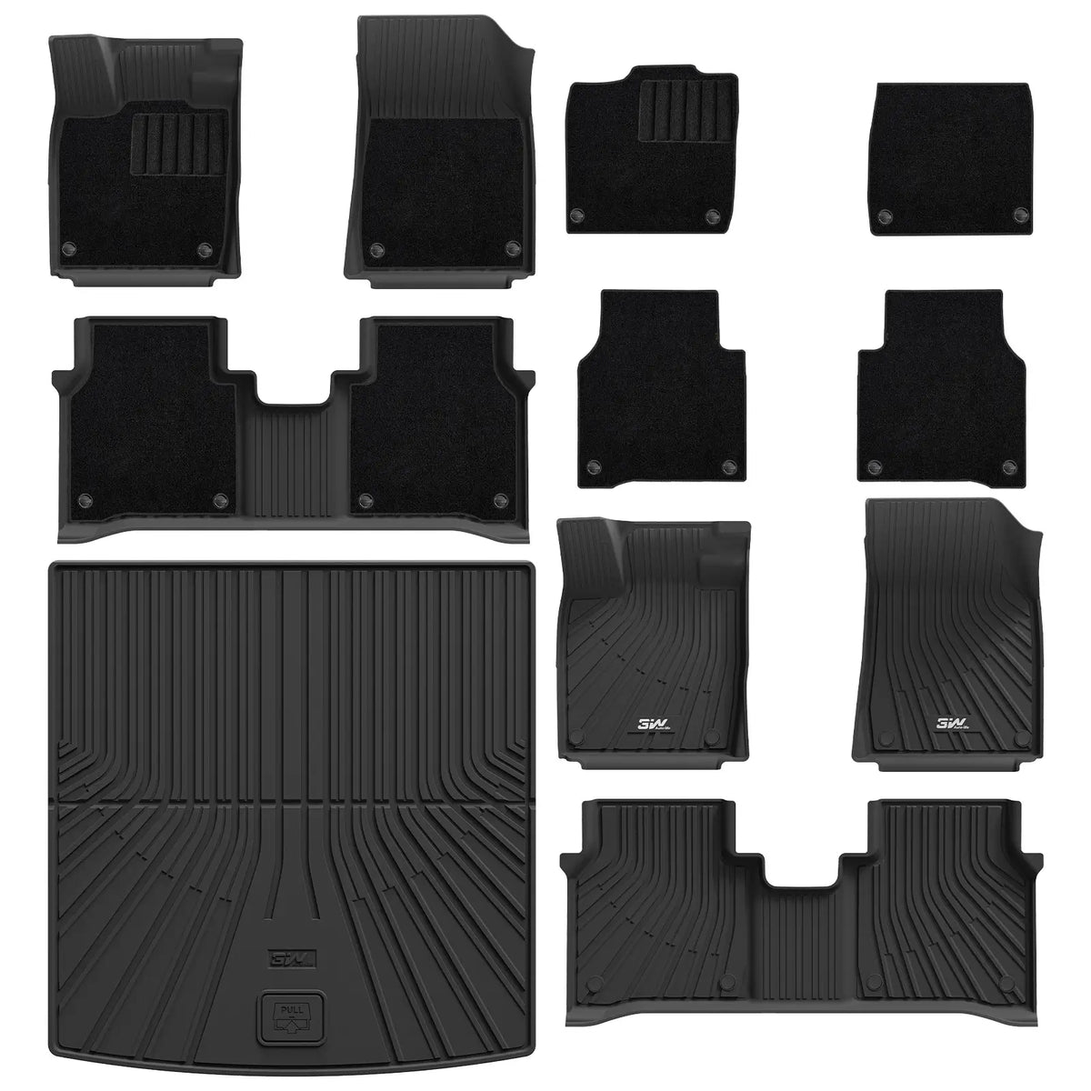 3W All Weather Car Mats for Volkswagen ID.7 (Fastback/Sedan) / Tourer (Wagon/Estate) 2024-2026 (Left Hand Drive)