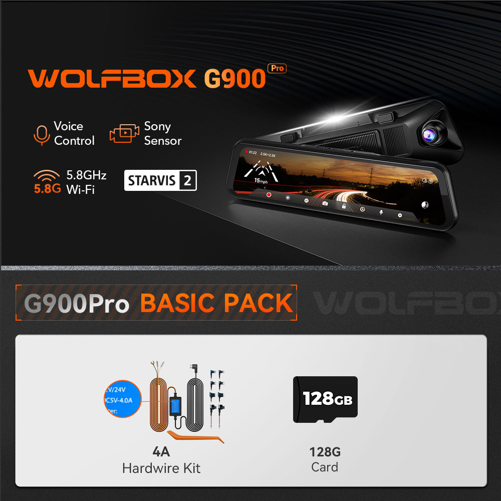 WOLFBOX G900Pro Touch Screen Rear View Mirror Dash Cam