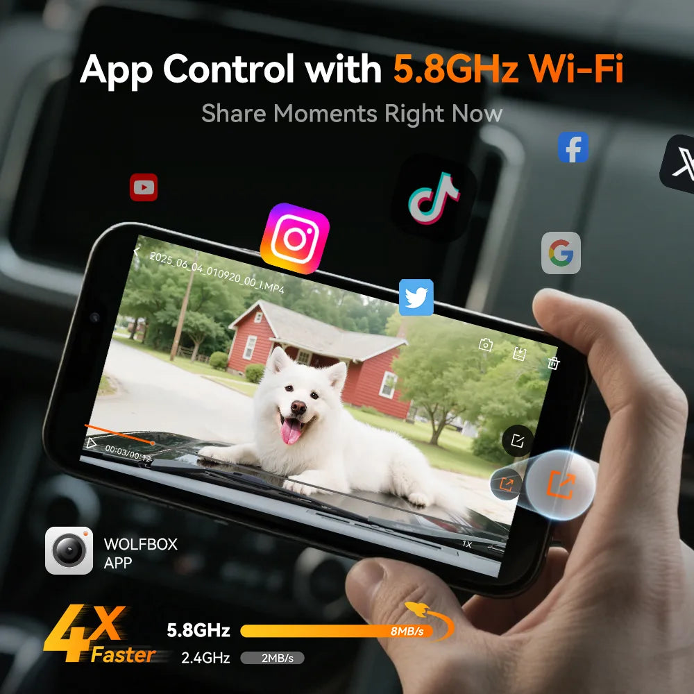 WOLFBOX G900Pro Touch Screen Rear View Mirror Dash Cam