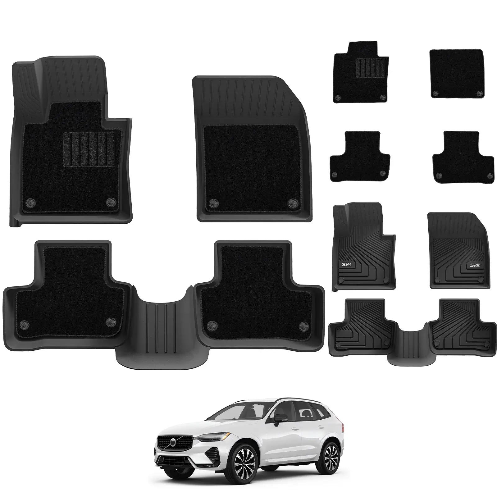 3W All Weather Car Mats For Volvo XC60 2018-2026 (Left Hand Drive)