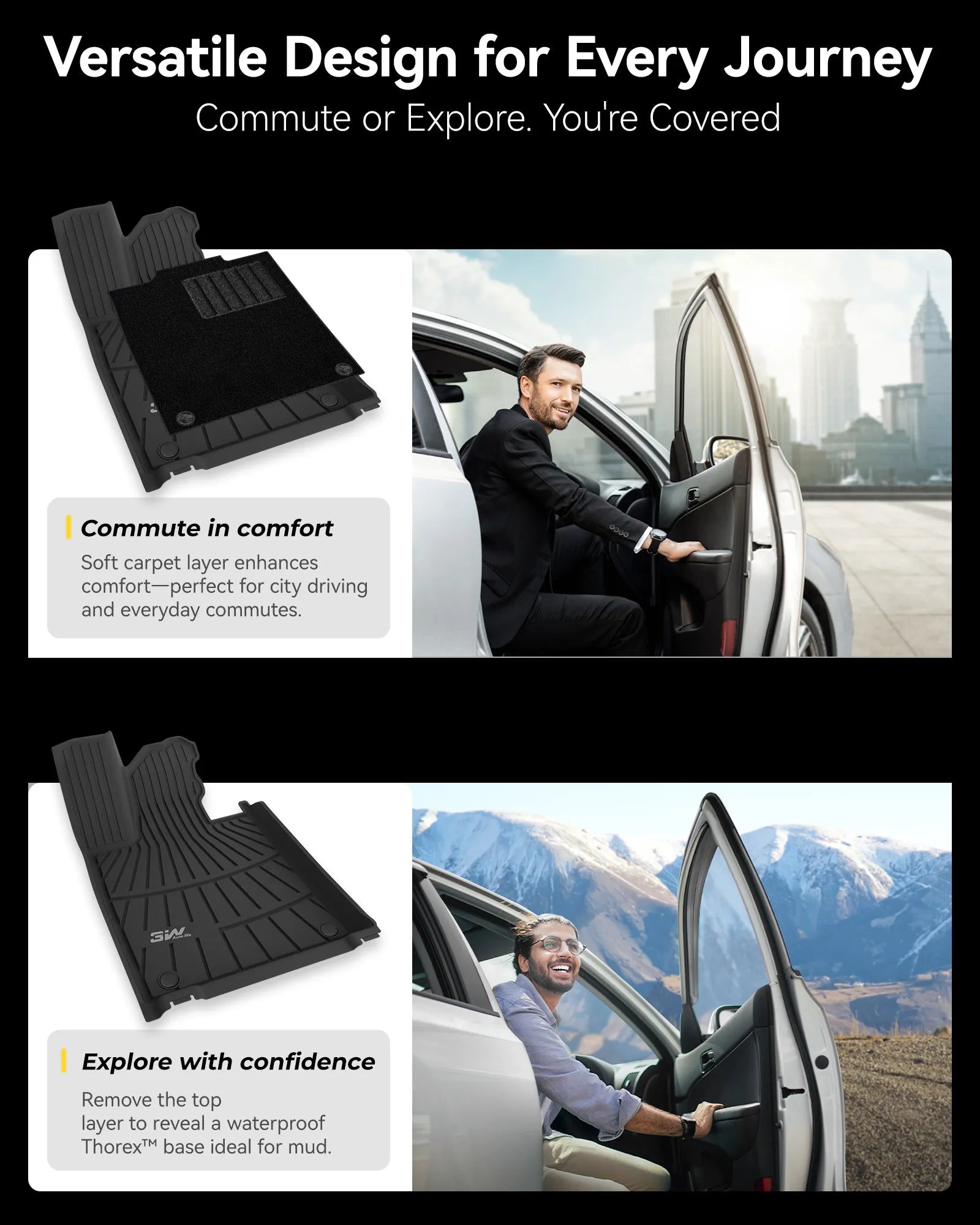 3W All Weather Car Mats for Xpeng P7+ 2024-2027 (Left Hand Drive)